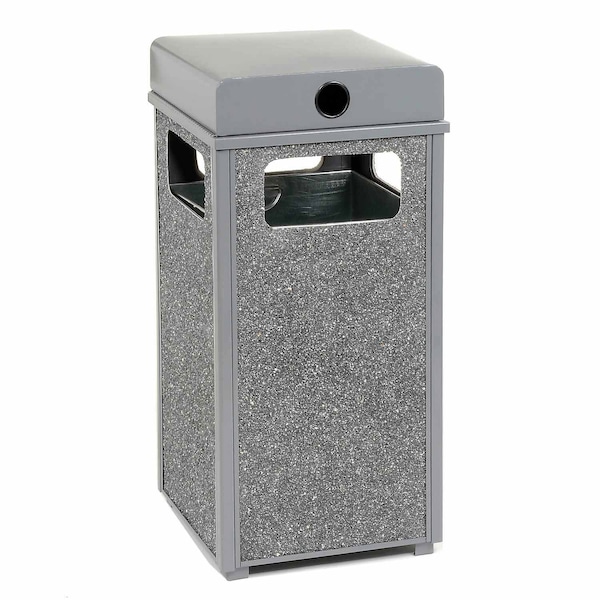Global Industrial Square Outdoor Can, Gray, Steel, 17-1/2 in 238241GY - main